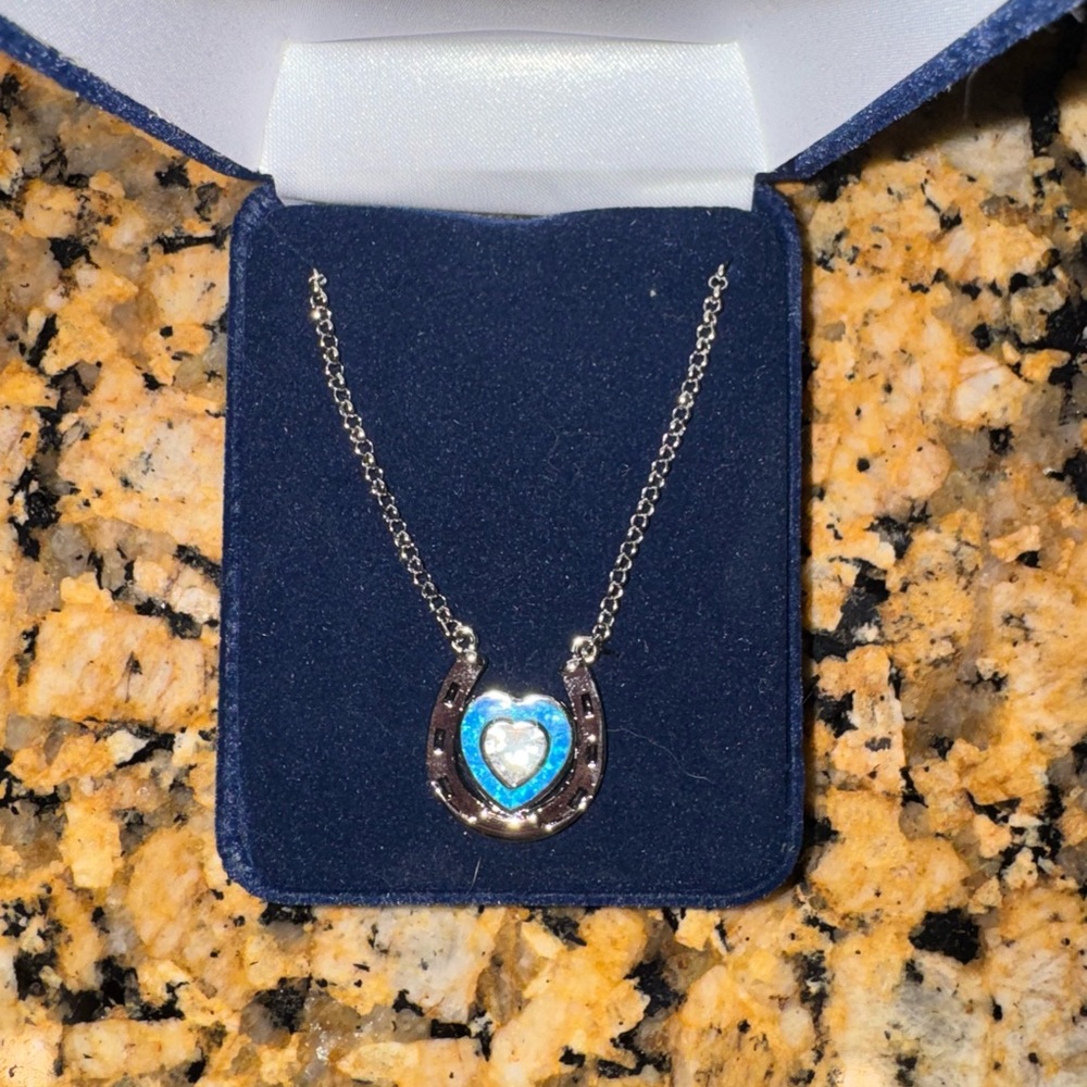 Silver and Blue Heart Pendant Necklace